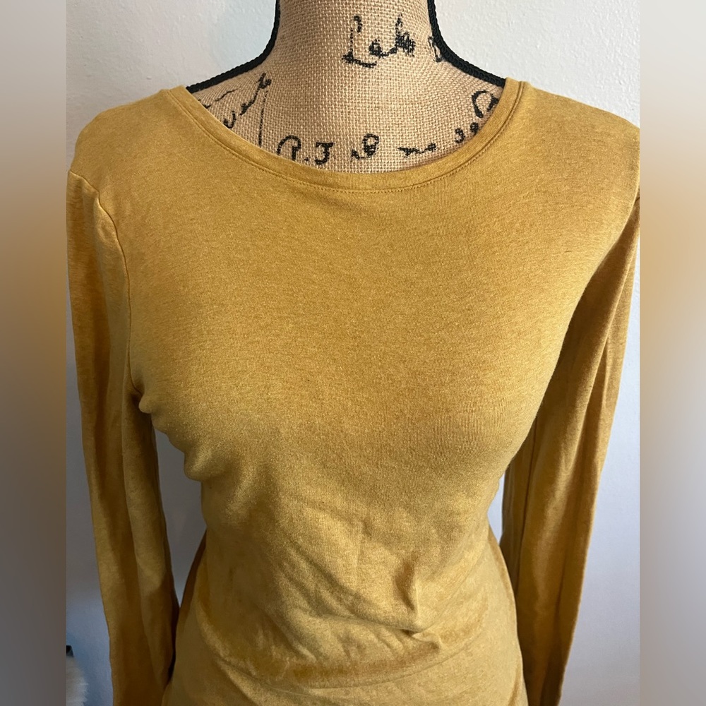 A New Day mustard color, crew-neck long sleeve top - Picture 3 of 5